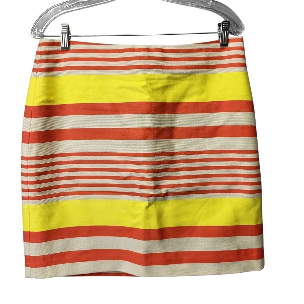 Ann Taylor Yellow Orange Striped Zip-Back Skirt - Size 10